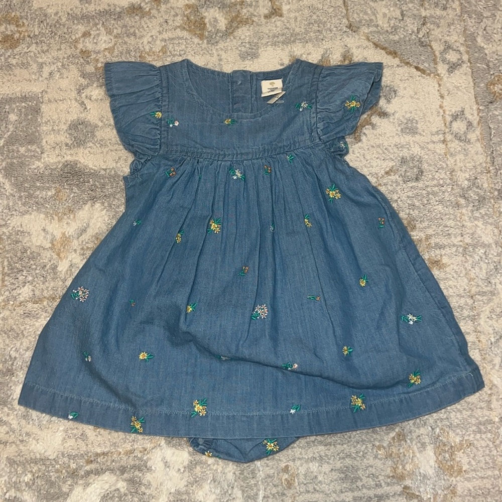 Tucker + Tate Denim Dress with Embroidered flowers